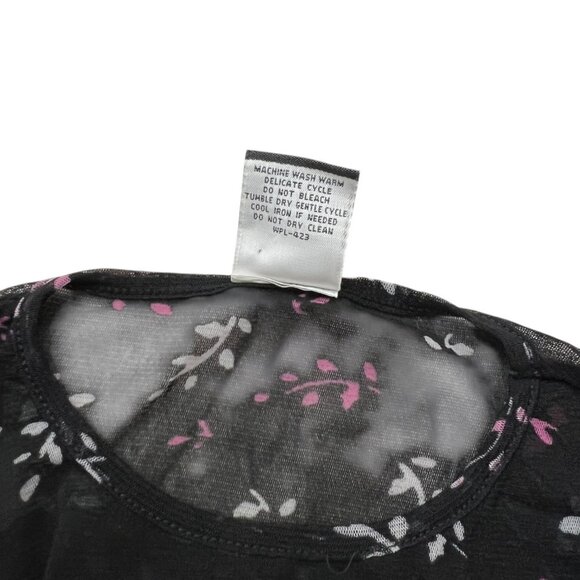 Vintage 90s Levis Silver Tab Womens Sheer Mesh Floral Top Black Y2K Going Out - Picture 7 of 10